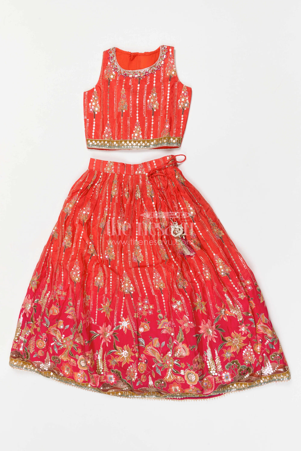The Nesavu Girls Lehenga Choli Girls Lehenga Choli for Weddings and Grand Festive Occasions Nesavu Nesavu girls viscose silk lehenga choli with designer sequence embroidery for weddings and celebrations