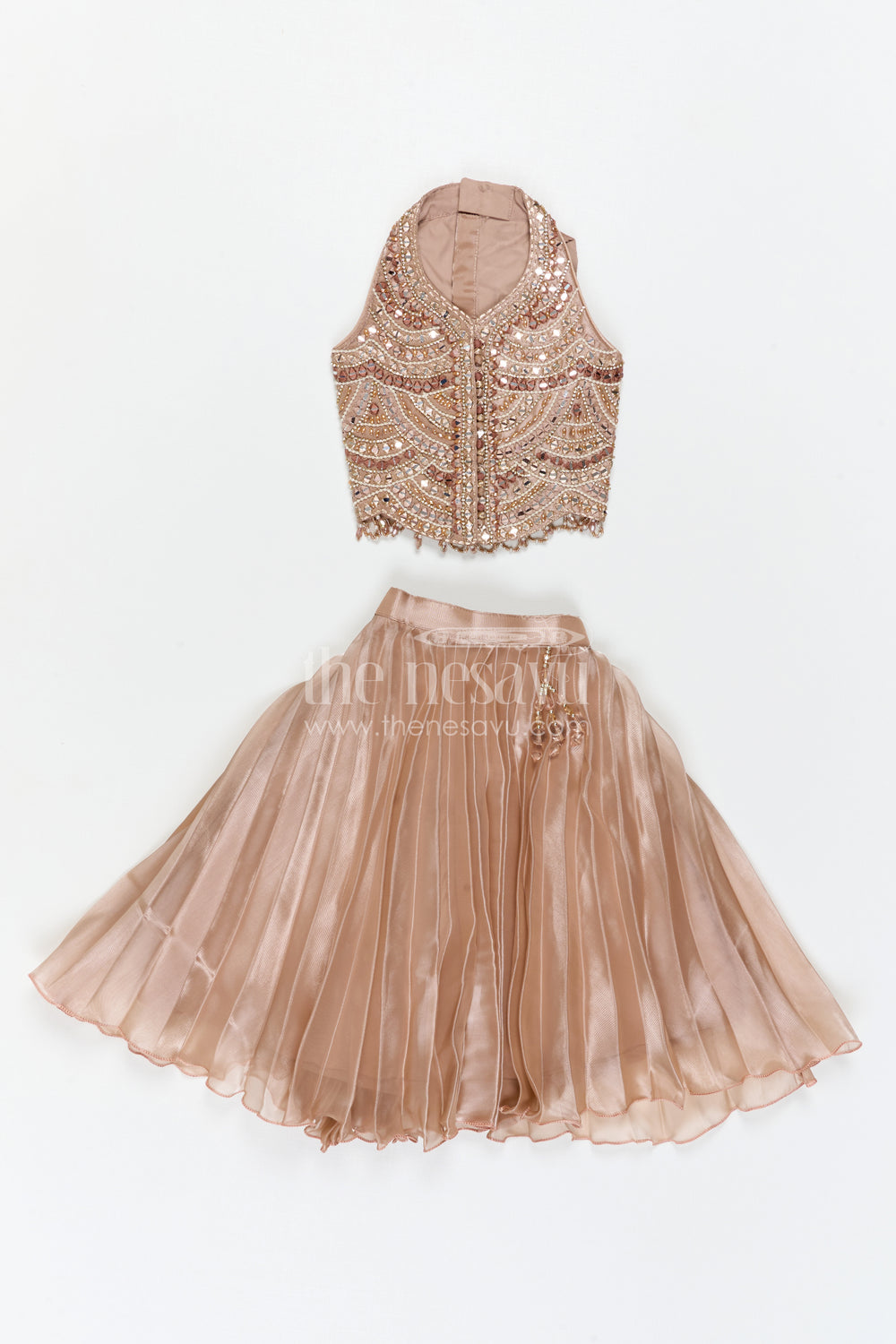 The Nesavu Girls Lehenga Choli Girls Lehenga Choli for Weddings and Temple Functions Nesavu Nesavu Girls Lehenga Choli Glaze Organza With Designer Embroidery Yoke For Weddings Festive Outfit