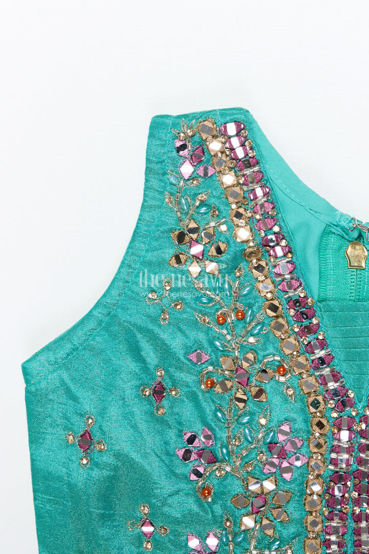 The Nesavu Girls Lehenga Choli Girls Lehenga Choli for Weddings and Traditional Celebrations Nesavu Nesavu lehenga choli set girls mirror embroidery weddings festive functions