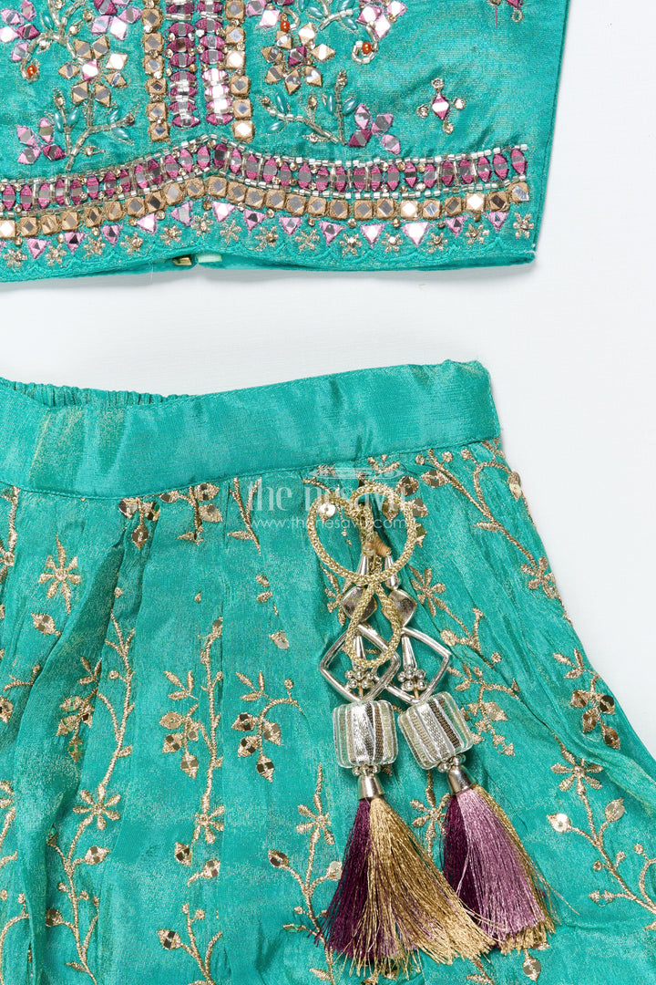 The Nesavu Girls Lehenga Choli Girls Lehenga Choli for Weddings and Traditional Celebrations Nesavu Nesavu lehenga choli set girls mirror embroidery weddings festive functions