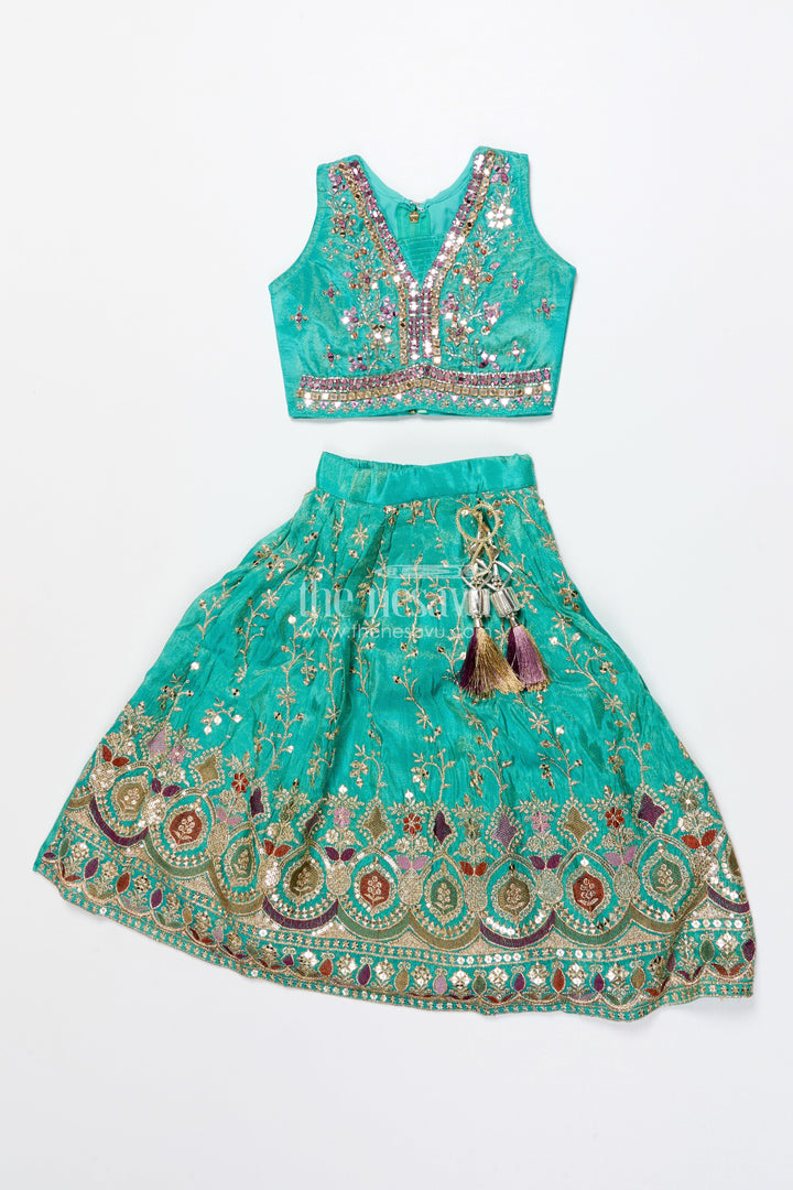 The Nesavu Girls Lehenga Choli Girls Lehenga Choli for Weddings and Traditional Celebrations Nesavu Nesavu lehenga choli set girls mirror embroidery weddings festive functions