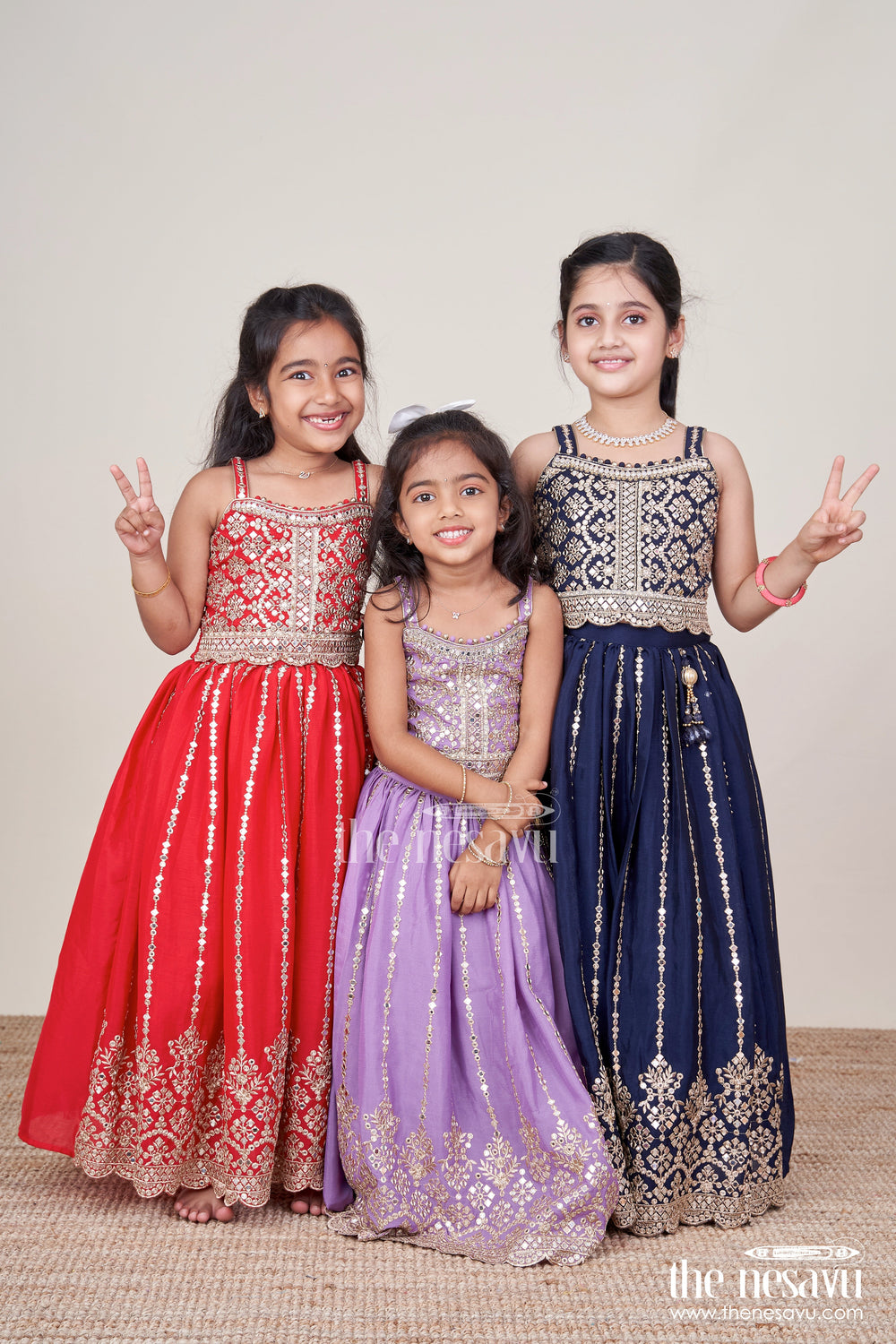 The Nesavu Girls Lehenga Choli Girls Lehenga Choli for Weddings and Traditional Festivities Nesavu Nesavu festive girls lehenga choli mirror embroidery weddings traditional events