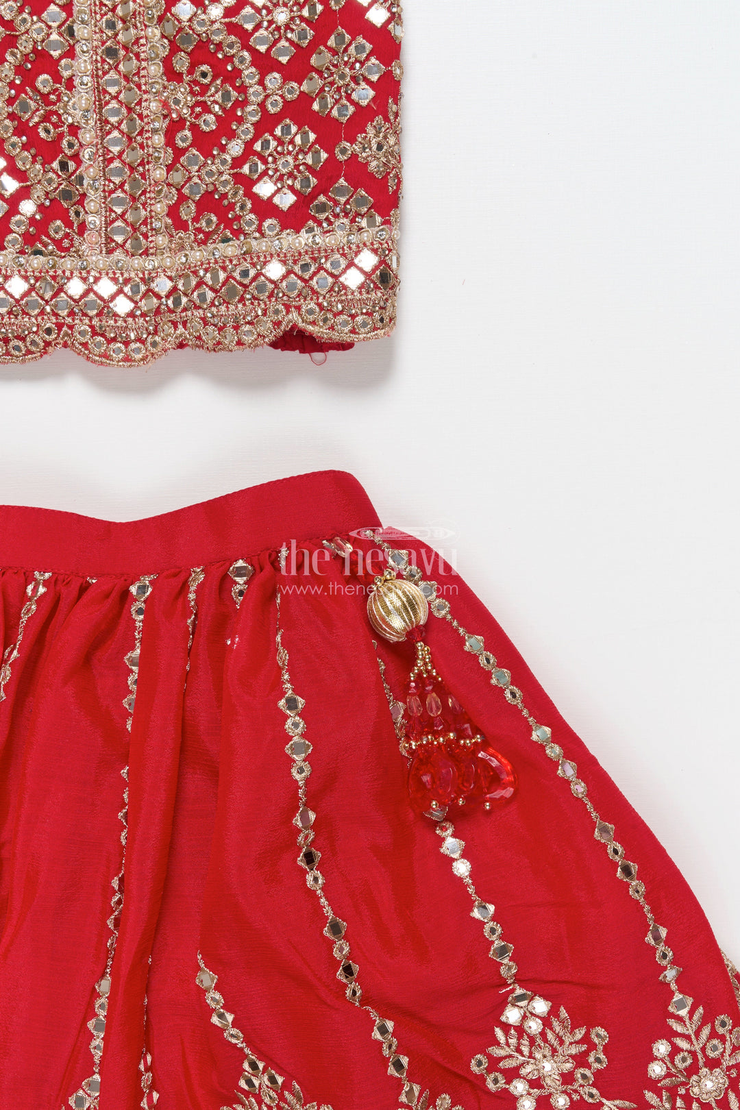 The Nesavu Girls Lehenga Choli Girls Lehenga Choli for Weddings and Traditional Festivities Nesavu Nesavu festive girls lehenga choli mirror embroidery weddings traditional events