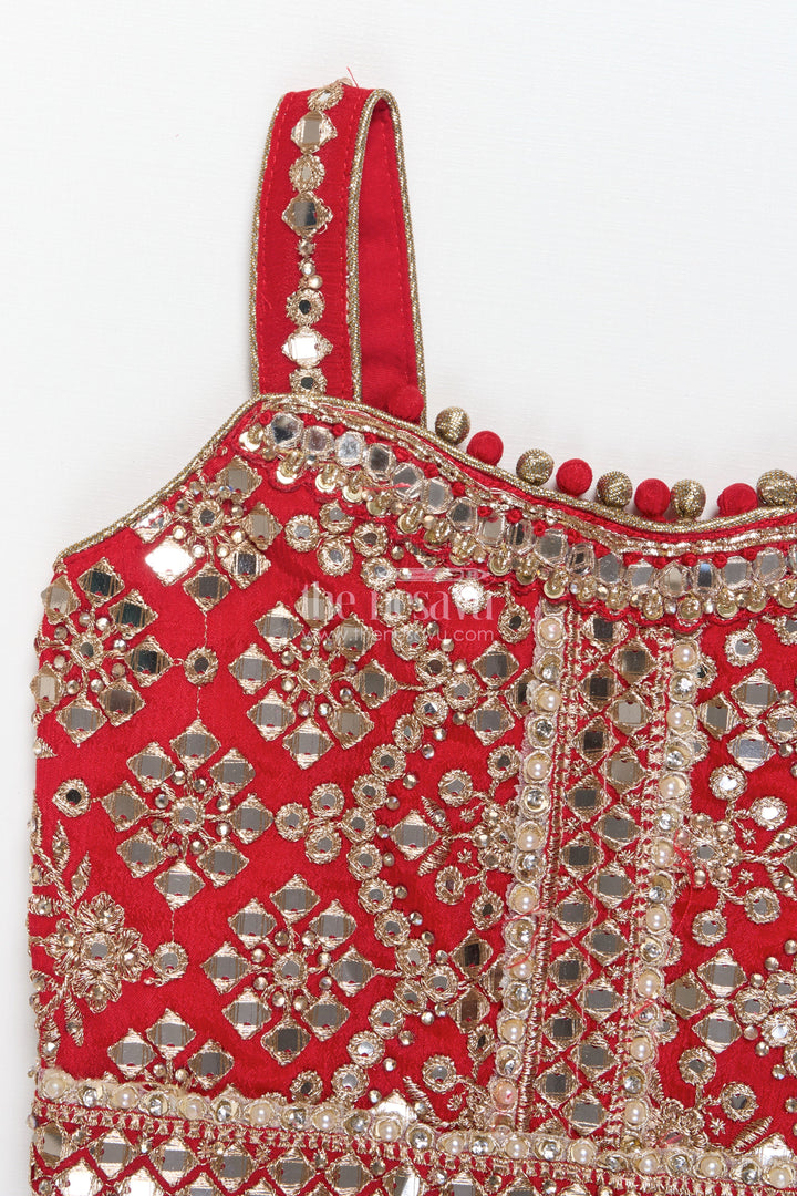 The Nesavu Girls Lehenga Choli Girls Lehenga Choli for Weddings and Traditional Festivities Nesavu Nesavu festive girls lehenga choli mirror embroidery weddings traditional events