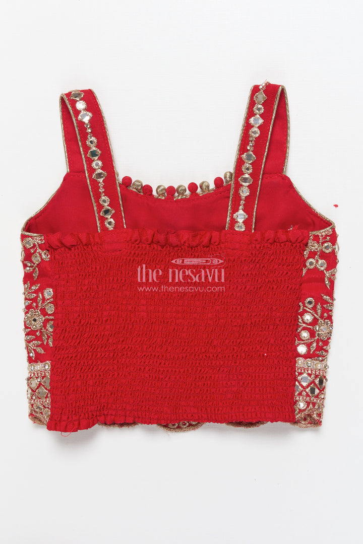 The Nesavu Girls Lehenga Choli Girls Lehenga Choli for Weddings and Traditional Festivities Nesavu Nesavu festive girls lehenga choli mirror embroidery weddings traditional events