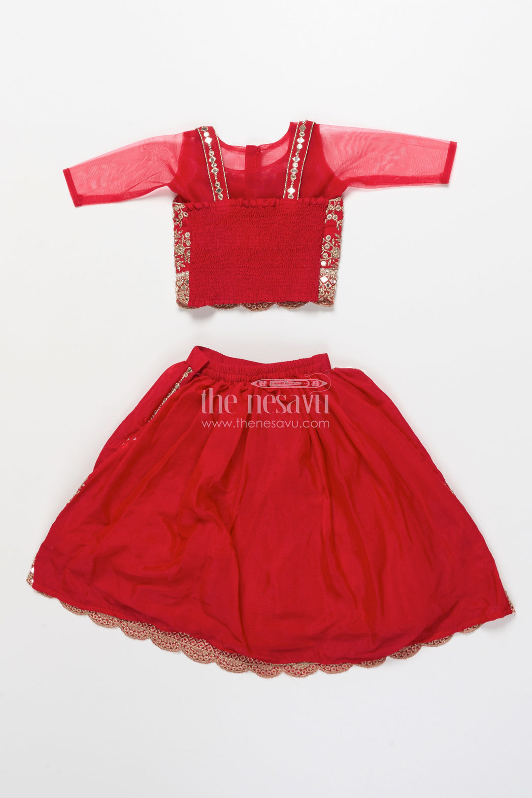 The Nesavu Girls Lehenga Choli Girls Lehenga Choli for Weddings and Traditional Festivities Nesavu Nesavu festive girls lehenga choli mirror embroidery weddings traditional events