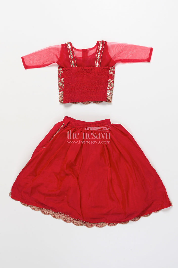 The Nesavu Girls Lehenga Choli Girls Lehenga Choli for Weddings and Traditional Festivities Nesavu Nesavu festive girls lehenga choli mirror embroidery weddings traditional events