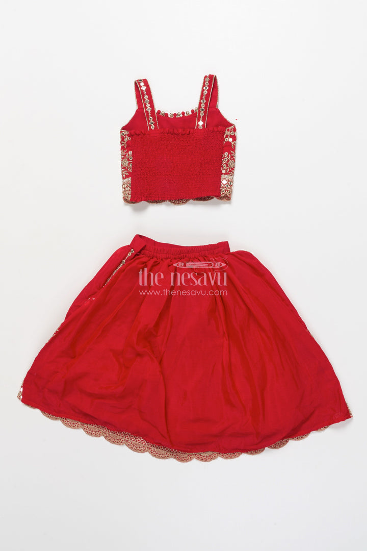 The Nesavu Girls Lehenga Choli Girls Lehenga Choli for Weddings and Traditional Festivities Nesavu Nesavu festive girls lehenga choli mirror embroidery weddings traditional events