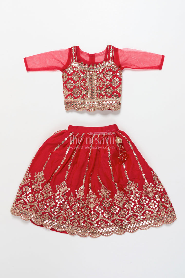 The Nesavu Girls Lehenga Choli Girls Lehenga Choli for Weddings and Traditional Festivities Nesavu Nesavu festive girls lehenga choli mirror embroidery weddings traditional events
