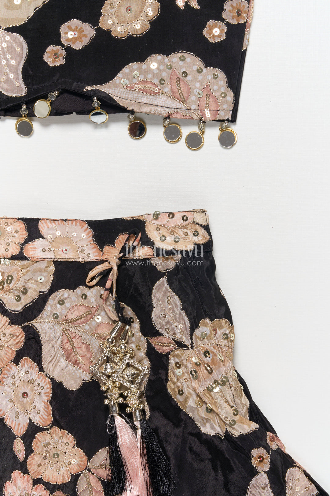 The Nesavu Girls Lehenga Choli Girls Lehenga Choli in Viscose Silk with Embroidered Yoke for Weddings and Parties Nesavu Nesavu girls embroidered silk lehenga choli designer yoke weddings festive occasions