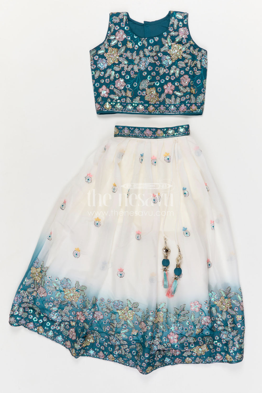 The Nesavu Girls Lehenga Choli Girls Lehenga Choli Set for Festive Functions and Traditional Celebrations Nesavu Nesavu Girls Lehenga Choli For Festive Occasions With Georgette Fabric And Designer Embroidery Yoke