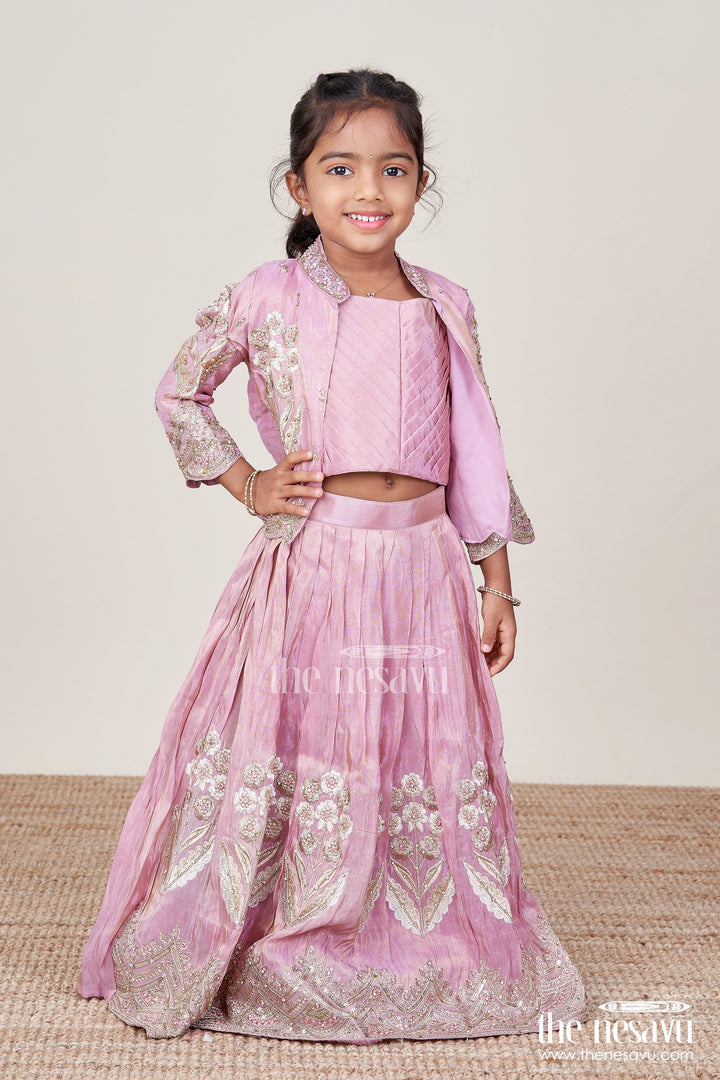 The Nesavu Girls Lehenga Choli Girls Lehenga Choli Set for Weddings and Festive Celebrations Nesavu Nesavu girls lehenga choli set jacket weddings festive family functions