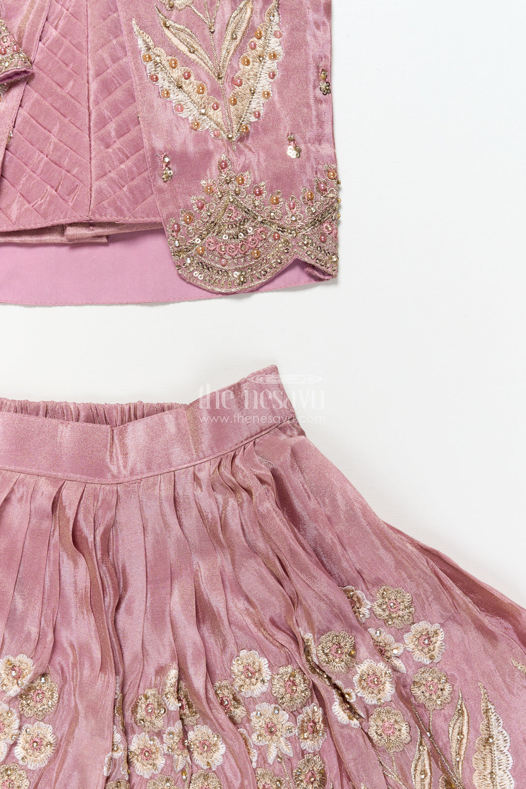 The Nesavu Girls Lehenga Choli Girls Lehenga Choli Set for Weddings and Festive Celebrations Nesavu Nesavu girls lehenga choli set jacket weddings festive family functions