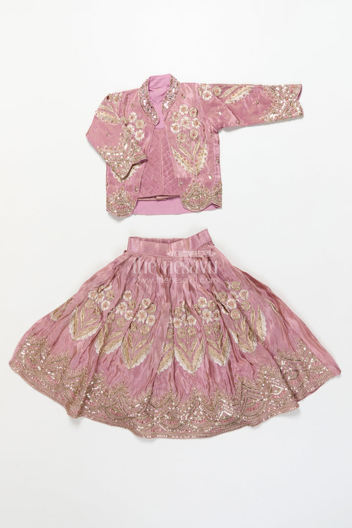 The Nesavu Girls Lehenga Choli Girls Lehenga Choli Set for Weddings and Festive Celebrations Nesavu Nesavu girls lehenga choli set jacket weddings festive family functions