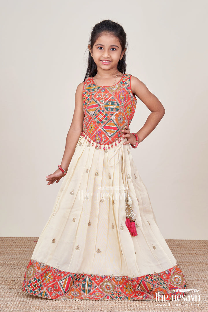 The Nesavu Girls Lehenga Choli Girls Lehenga Choli Set for Weddings and Festive Family Functions Nesavu Nesavu lehenga choli set girls shimmer embroidery weddings festive occasions