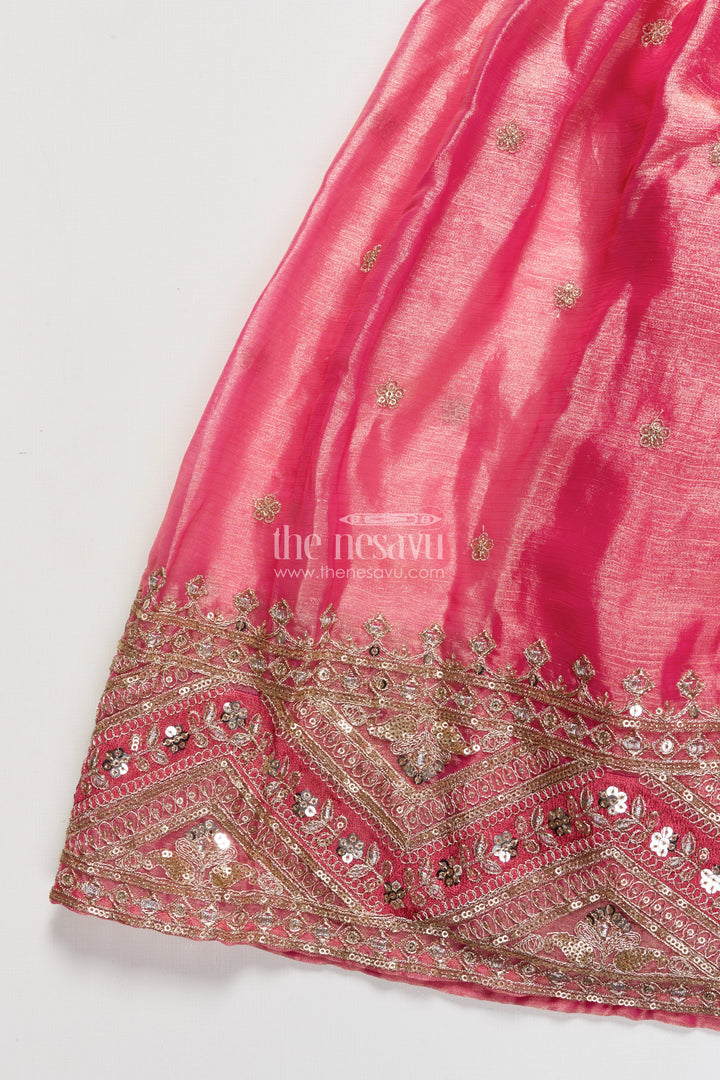 The Nesavu Girls Lehenga Choli Girls Lehenga Choli Set for Weddings and Festive Occasions Nesavu Nesavu designer lehenga choli girls embroidered georgette blouse flared festive skirt