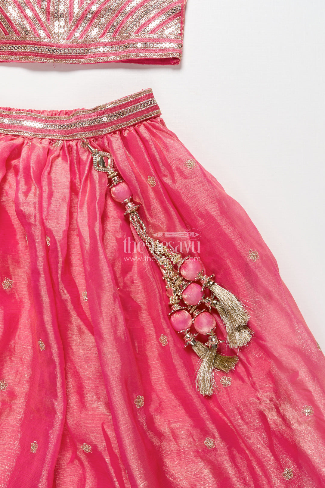 The Nesavu Girls Lehenga Choli Girls Lehenga Choli Set for Weddings and Festive Occasions Nesavu Nesavu designer lehenga choli girls embroidered georgette blouse flared festive skirt