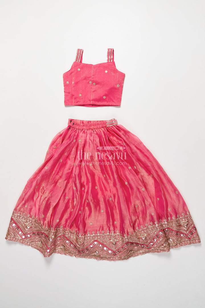 The Nesavu Girls Lehenga Choli Girls Lehenga Choli Set for Weddings and Festive Occasions Nesavu Nesavu designer lehenga choli girls embroidered georgette blouse flared festive skirt