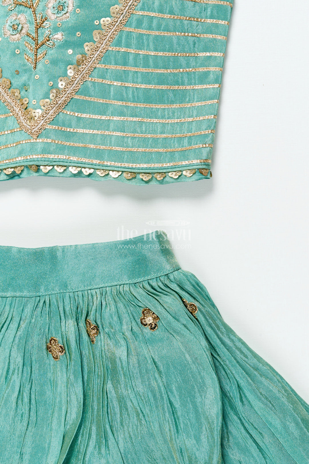 The Nesavu Girls Lehenga Choli Girls Lehenga Choli Set for Weddings and Temple Festivals Nesavu Nesavu girls designer lehenga choli set zari embroidery weddings traditional festivals