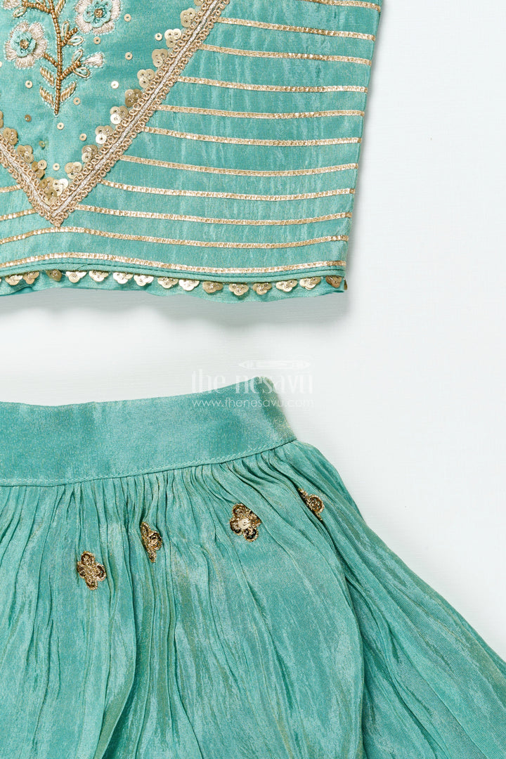 The Nesavu Girls Lehenga Choli Girls Lehenga Choli Set for Weddings and Temple Festivals Nesavu Nesavu girls designer lehenga choli set zari embroidery weddings traditional festivals