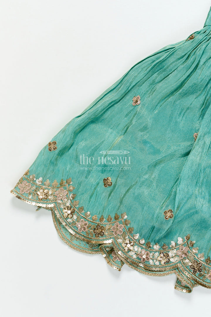 The Nesavu Girls Lehenga Choli Girls Lehenga Choli Set for Weddings and Temple Festivals Nesavu Nesavu girls designer lehenga choli set zari embroidery weddings traditional festivals