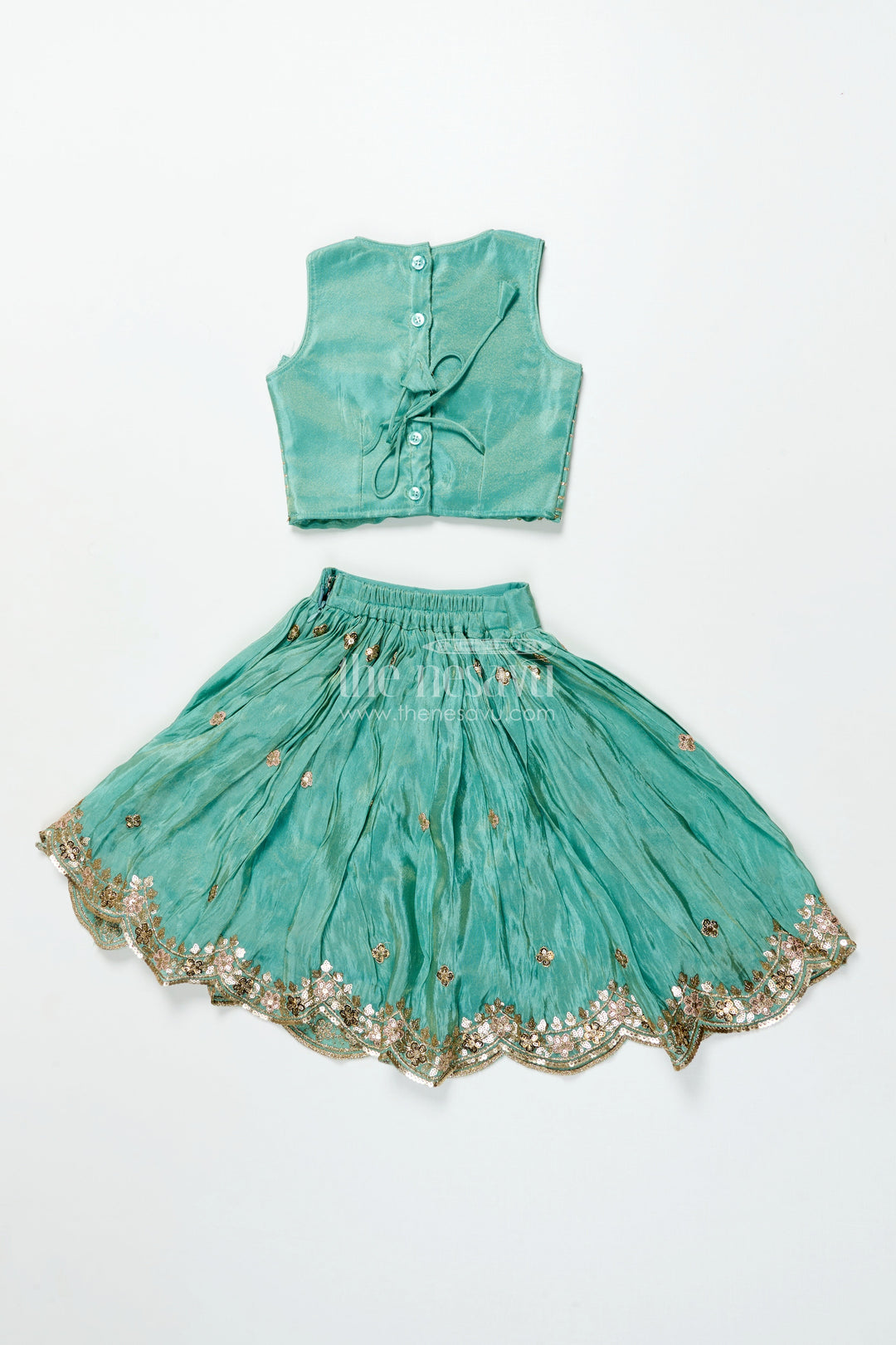 The Nesavu Girls Lehenga Choli Girls Lehenga Choli Set for Weddings and Temple Festivals Nesavu Nesavu girls designer lehenga choli set zari embroidery weddings traditional festivals