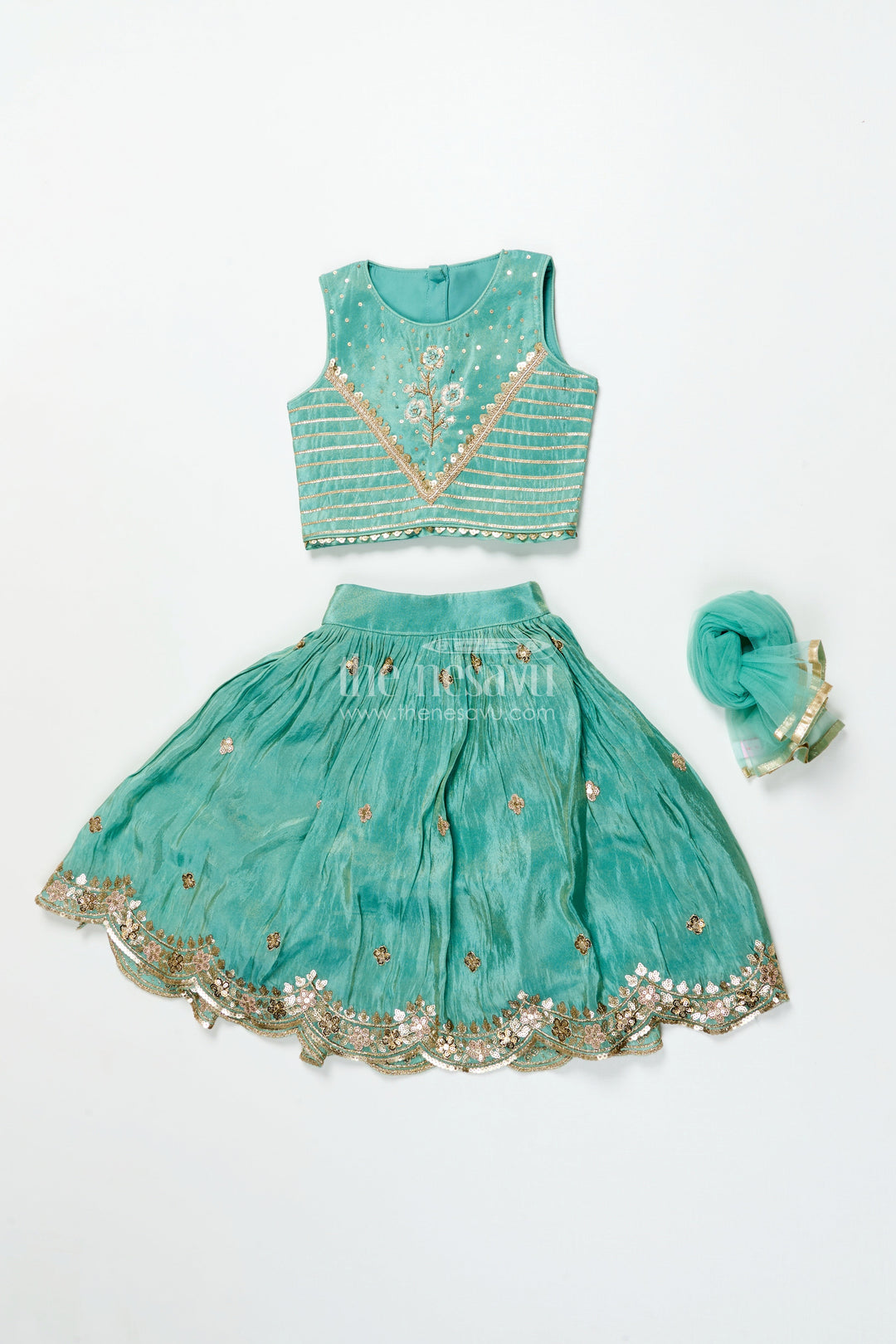 The Nesavu Girls Lehenga Choli Girls Lehenga Choli Set for Weddings and Temple Festivals Nesavu Nesavu girls designer lehenga choli set zari embroidery weddings traditional festivals