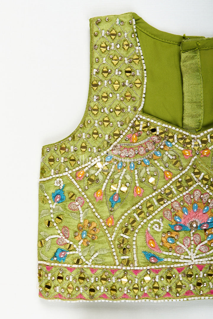 The Nesavu Girls Lehenga Choli Girls Lehenga Choli Set for Weddings and Traditional Family Celebrations Nesavu Nesavu girls lehenga choli set embroidered tissue silk  ideal weddings festive occasions