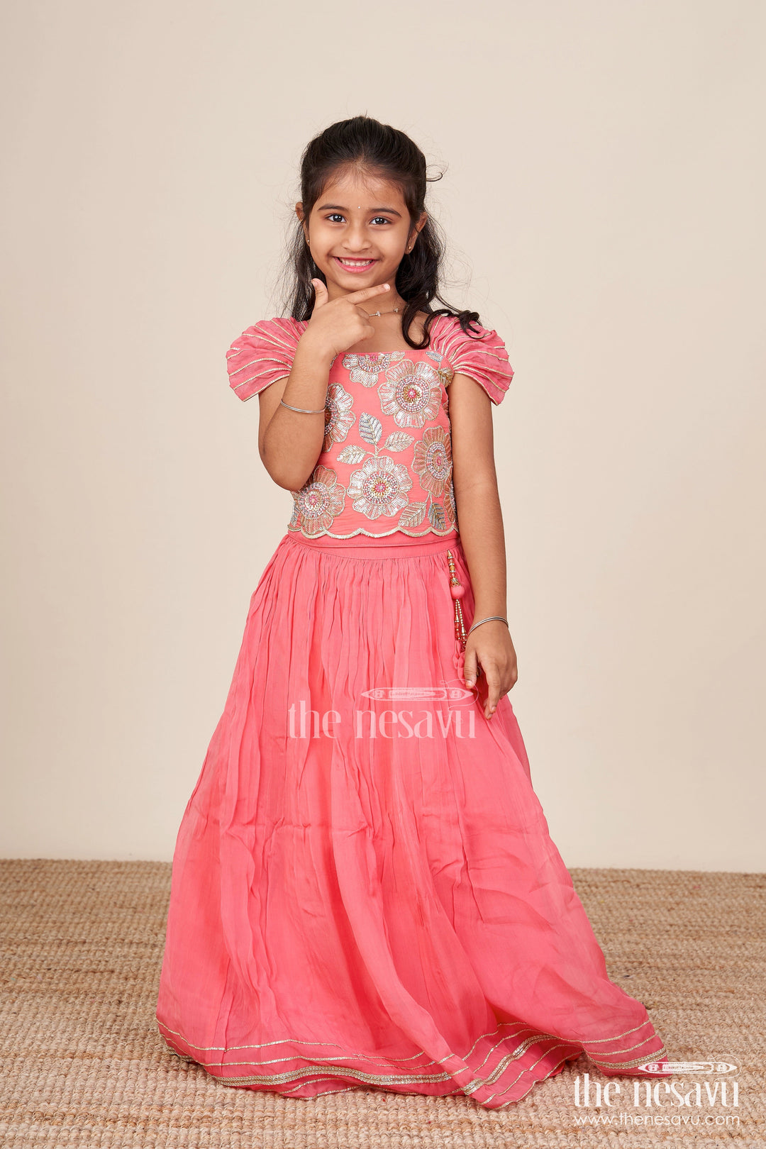 The Nesavu Girls Lehenga Choli Girls Lehenga Choli Set with Embroidered Blouse for Festive Functions Nesavu Nesavu girls lehenga choli designer embroidery  perfect weddings poojas birthdays