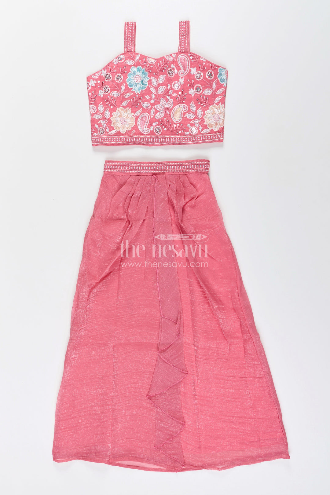 The Nesavu Girls Lehenga Choli Girls lehenga choli set with embroidered jacket for wedding functions Nesavu Nesavu girls lehenga choli set embroidered jacket  ideal weddings receptions