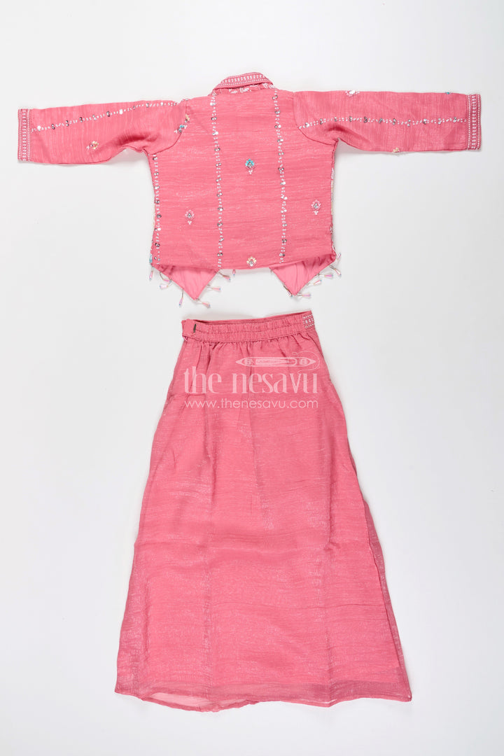 The Nesavu Girls Lehenga Choli Girls lehenga choli set with embroidered jacket for wedding functions Nesavu Nesavu girls lehenga choli set embroidered jacket  ideal weddings receptions