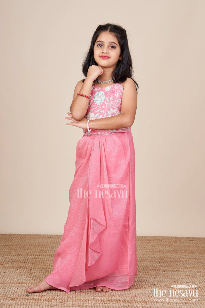 The Nesavu Girls Lehenga Choli Girls Lehenga Choli Set with Embroidered Jacket for Wedding Functions Nesavu Nesavu girls lehenga choli set embroidered jacket  ideal weddings receptions