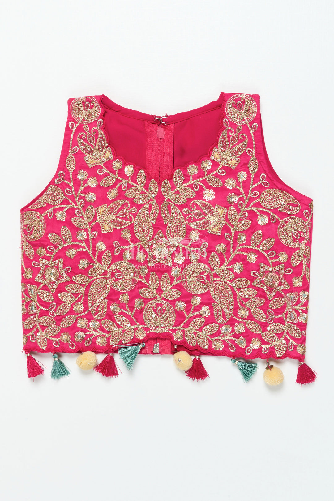 The Nesavu Girls Lehenga Choli Girls Lehenga Choli Set with Embroidered Shrug for Celebrations Nesavu Nesavu girls lehenga set embroidered shrug muslin silk weddings Diwali