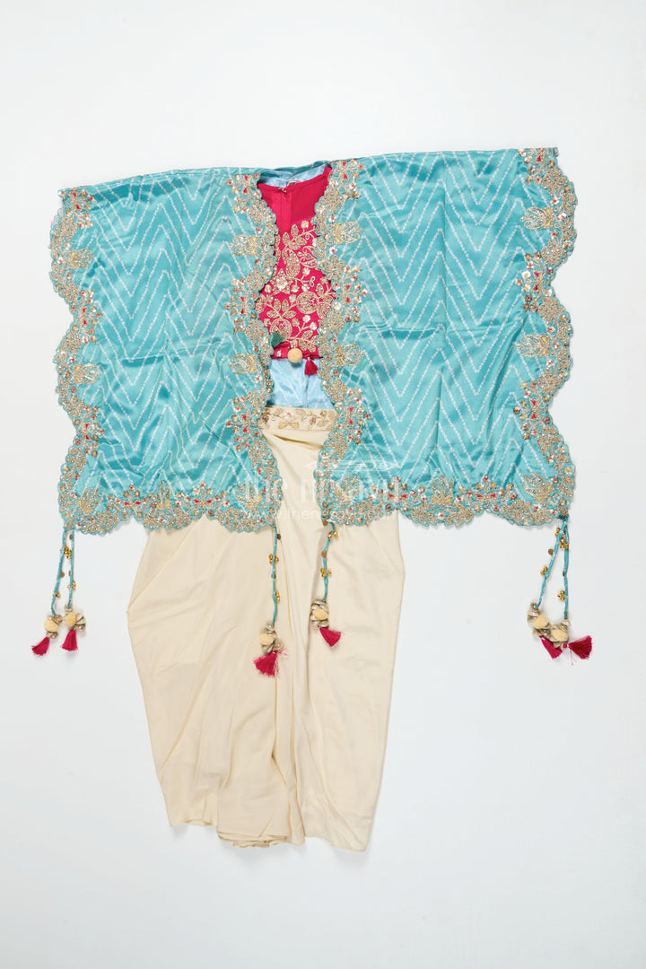 The Nesavu Girls Lehenga Choli Girls Lehenga Choli Set with Embroidered Shrug for Celebrations Nesavu Nesavu girls lehenga set embroidered shrug muslin silk weddings Diwali