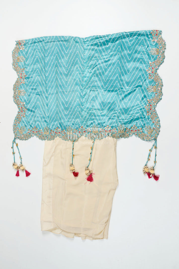 The Nesavu Girls Lehenga Choli Girls Lehenga Choli Set with Embroidered Shrug for Celebrations Nesavu Nesavu girls lehenga set embroidered shrug muslin silk weddings Diwali