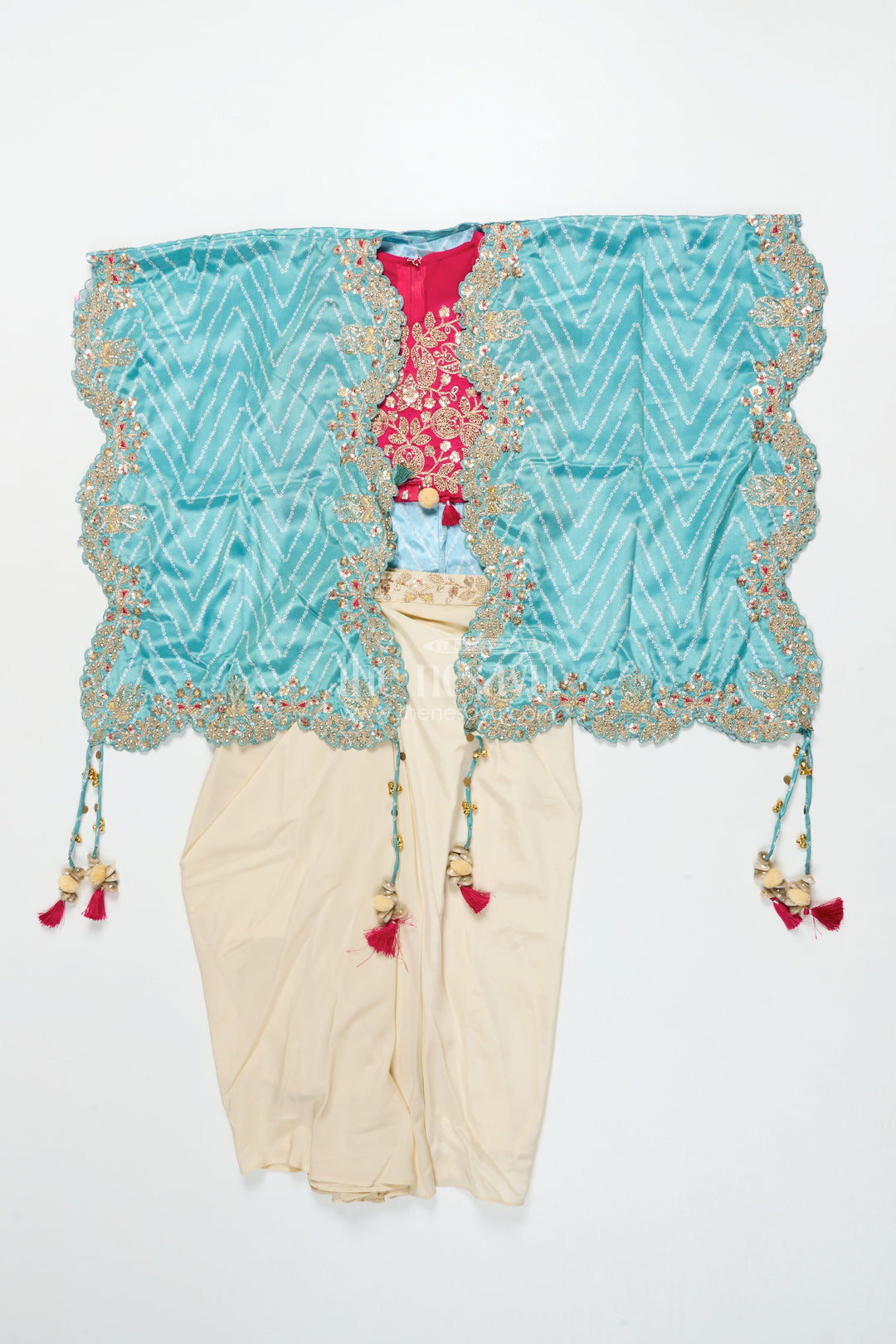 The Nesavu Girls Lehenga Choli Girls Lehenga Choli Set with Embroidered Shrug for Celebrations Nesavu Nesavu girls lehenga set embroidered shrug muslin silk weddings Diwali