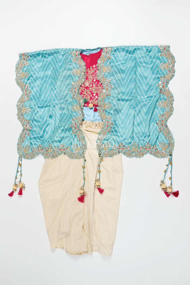 The Nesavu Girls Lehenga Choli Girls Lehenga Choli Set with Embroidered Shrug for Celebrations Nesavu Nesavu girls lehenga set embroidered shrug muslin silk weddings Diwali