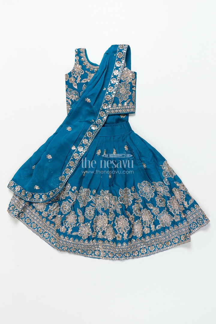 The Nesavu Girls Lehenga Choli Girls Lehenga Choli Set with Flared Skirt and Matching Dupatta Nesavu Nesavu georgette lehenga choli girls dupatta