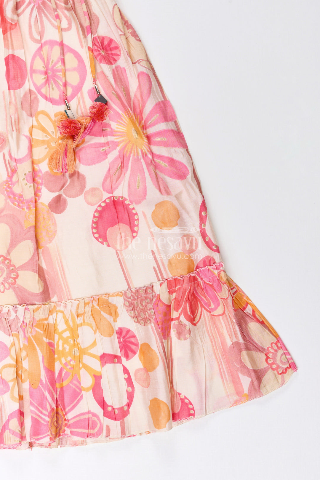 The Nesavu Girls Lehenga Choli Girls lehenga choli set with floral print for birthdays and festive events Nesavu Nesavu girls floral lehenga choli set pink georgette  perfect birthdays festive celebrations