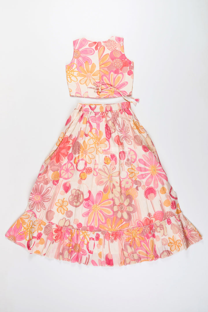 The Nesavu Girls Lehenga Choli Girls lehenga choli set with floral print for birthdays and festive events Nesavu Nesavu girls floral lehenga choli set pink georgette  perfect birthdays festive celebrations