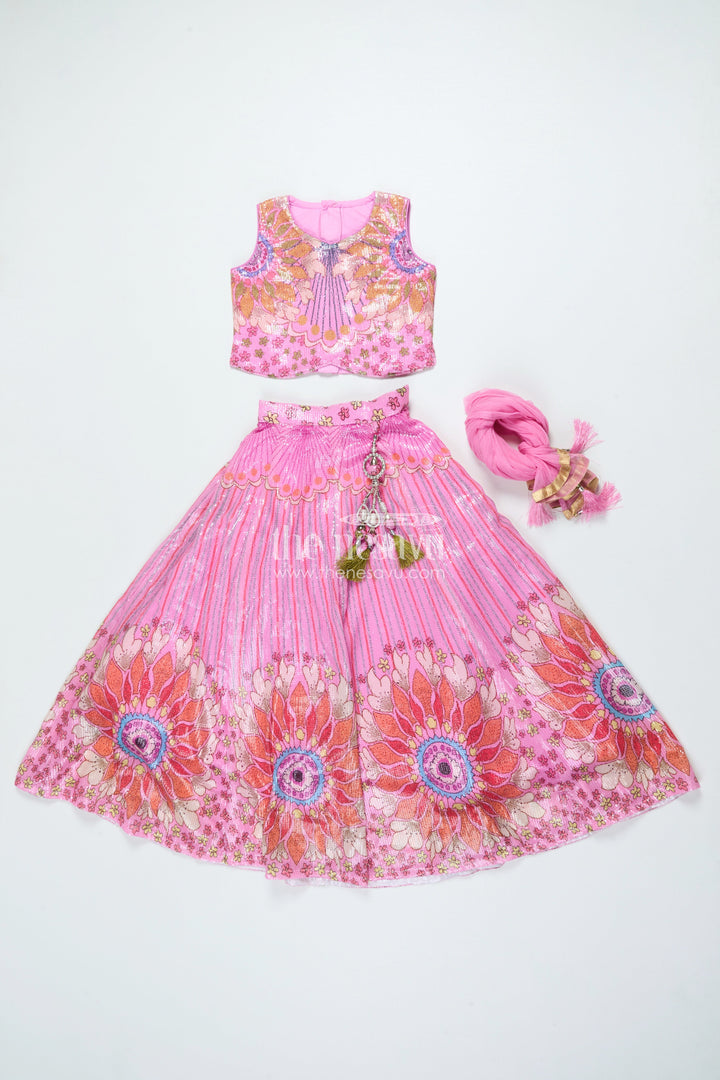 The Nesavu Girls Lehenga Choli Girls Lehenga Choli with Designer Embroidery for Weddings and Festive Occasions Nesavu Nesavu girls lehenga choli designer embroidery sequin detailing perfect weddings festivals