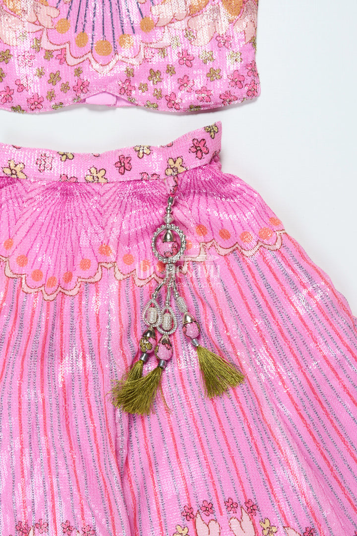 The Nesavu Girls Lehenga Choli Girls Lehenga Choli with Designer Embroidery for Weddings and Festive Occasions Nesavu Nesavu girls lehenga choli designer embroidery sequin detailing perfect weddings festivals