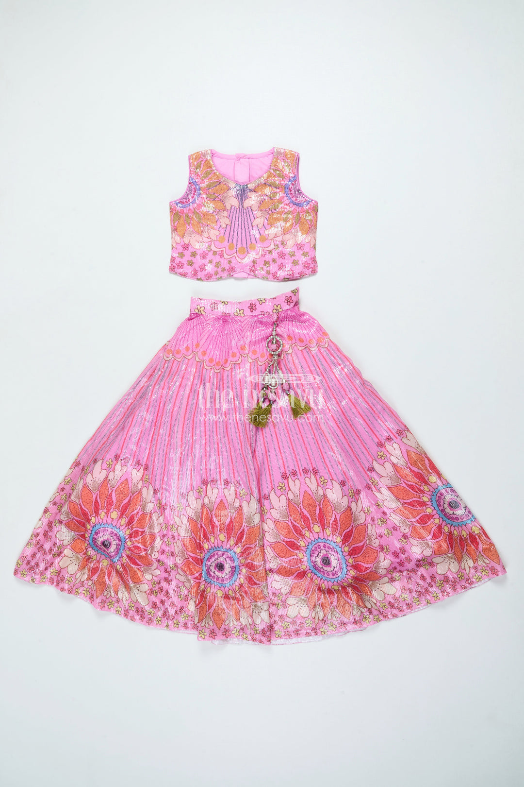 The Nesavu Girls Lehenga Choli Girls Lehenga Choli with Designer Embroidery for Weddings and Festive Occasions Nesavu Nesavu girls lehenga choli designer embroidery sequin detailing perfect weddings festivals