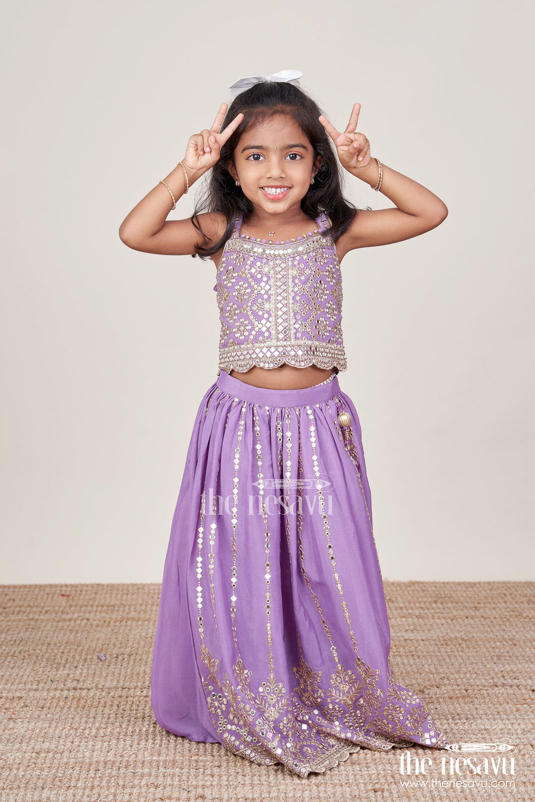 The Nesavu Girls Lehenga Choli Girls Lehenga Choli with Designer Yoke and Festive Dupatta Nesavu 16 (1Y) / Purple GL833A-16 Nesavu girls lehenga choli designer yoke festive dupatta