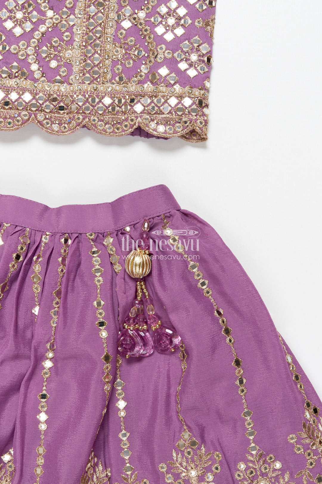 The Nesavu Girls Lehenga Choli Girls Lehenga Choli with Designer Yoke and Festive Dupatta Nesavu Nesavu girls lehenga choli designer yoke festive dupatta