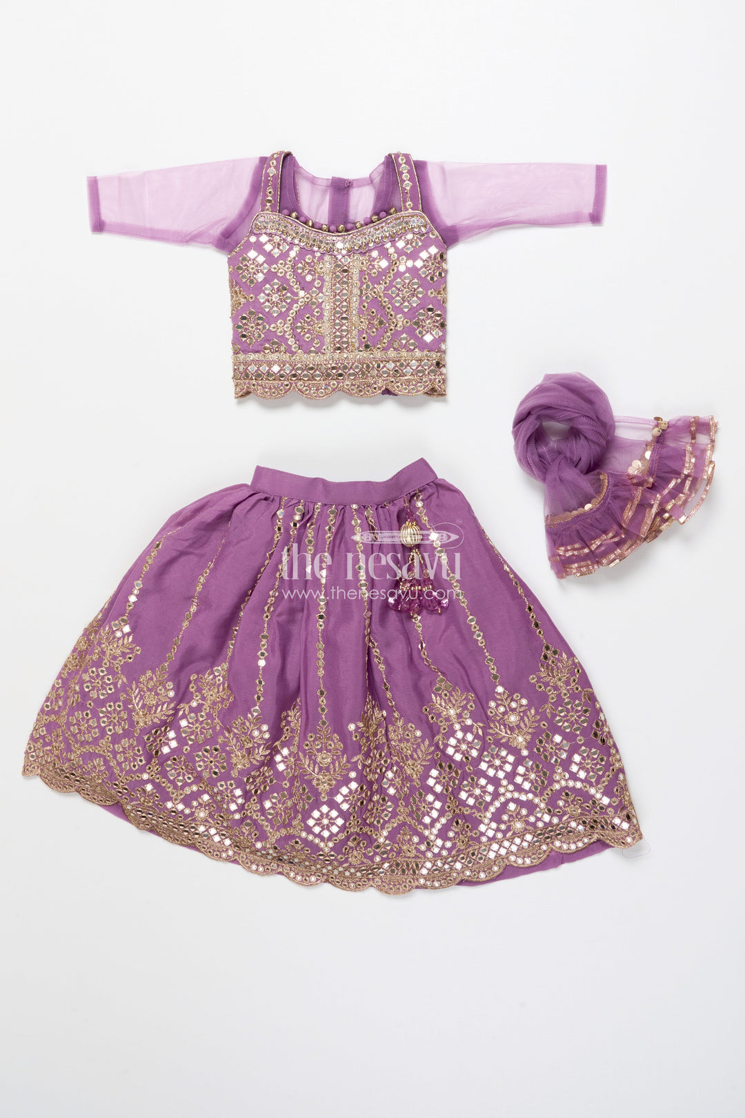 The Nesavu Girls Lehenga Choli Girls Lehenga Choli with Designer Yoke and Festive Dupatta Nesavu Nesavu girls lehenga choli designer yoke festive dupatta