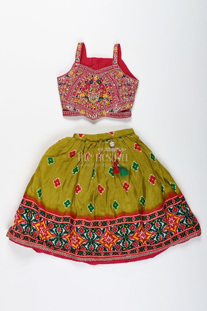 The Nesavu Girls Lehenga Choli Girls Lehenga Choli with Digital Print for Navratri and Festive Occasions Nesavu Nesavu Girls Printed Lehenga Choli Dupatta Ethnic Navratri Outfit Viscose Modal Blend