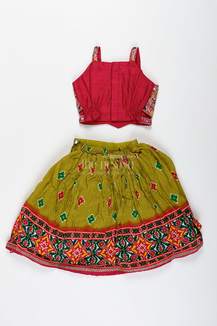 The Nesavu Girls Lehenga Choli Girls Lehenga Choli with Digital Print for Navratri and Festive Occasions Nesavu Nesavu Girls Printed Lehenga Choli Dupatta Ethnic Navratri Outfit Viscose Modal Blend