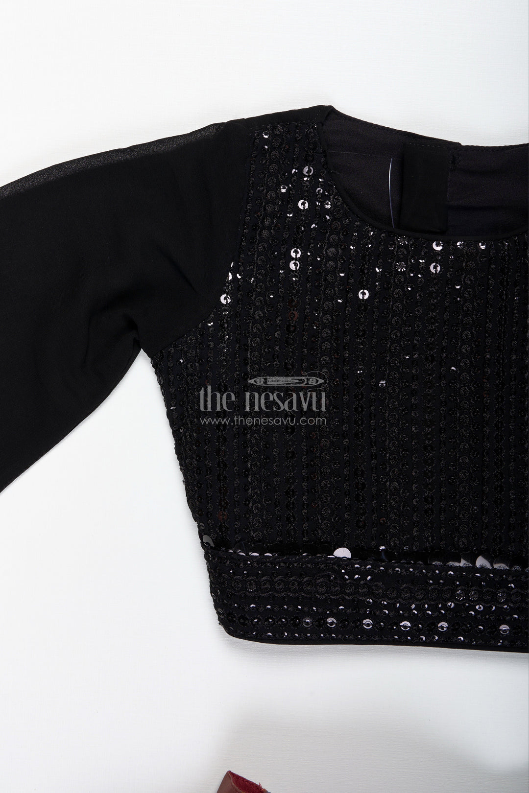 The Nesavu Girls Lehenga Choli Girls Lehenga Choli with Digital Print Skirt and Sequin Black Blouse Festive Indo-Western Outfit Nesavu Nesavu Girls Lehenga Choli Digital Print Skirt Sequin Black Blouse Festive Indo-Western Outfit