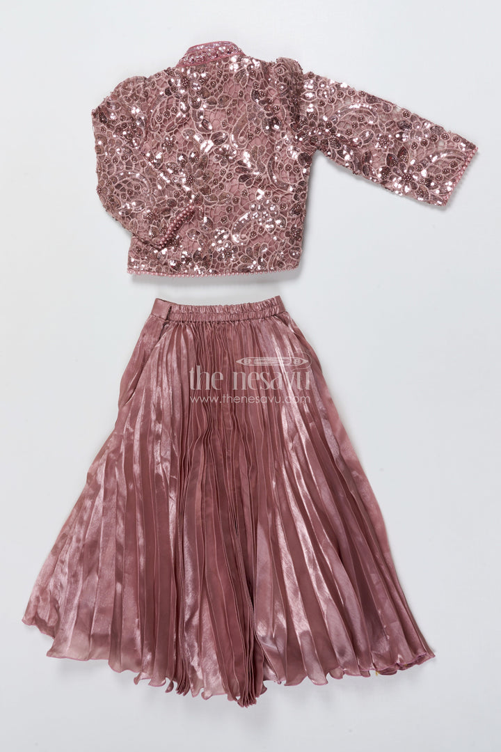 The Nesavu Girls Lehenga Choli Girls Lehenga Choli with Embroidered Jacket for Festive Parties Nesavu Nesavu purple girls lehenga choli organza embroidered jacket festive occasions